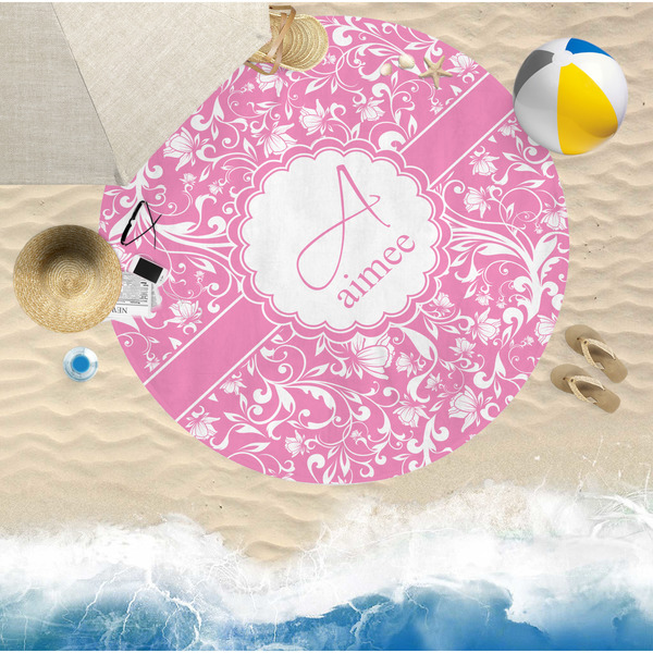 Floral Vine Round Beach Towel Lifestyle