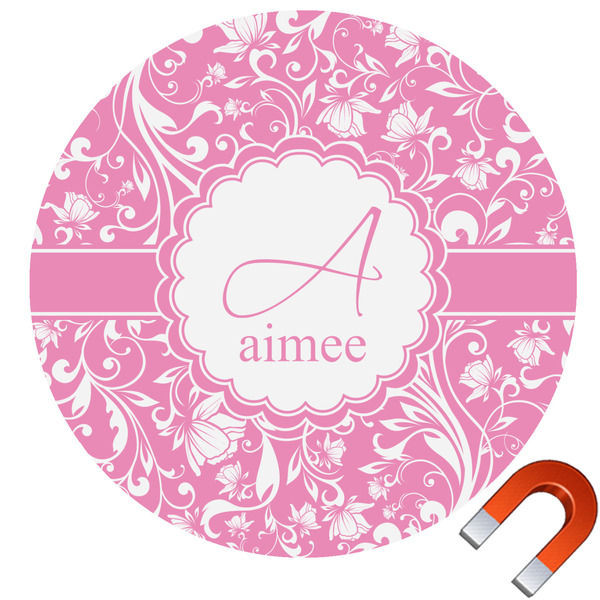 Custom Floral Vine Round Car Magnet - 10" (Personalized)