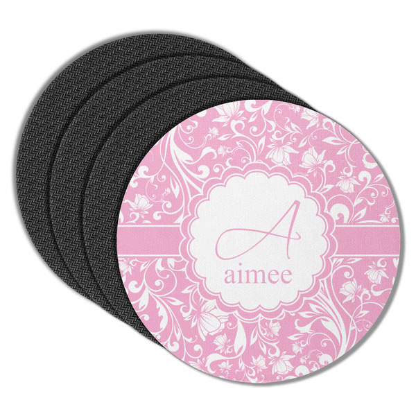 Custom Floral Vine Round Rubber Backed Coasters - Set of 4 (Personalized)