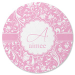 Floral Vine Round Rubber Backed Coaster (Personalized)