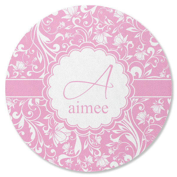 Custom Floral Vine Round Rubber Backed Coaster (Personalized)