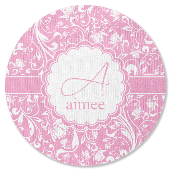 Custom Floral Vine Round Rubber Backed Coaster (Personalized)