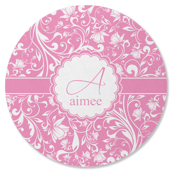 Custom Floral Vine Round Rubber Backed Coaster (Personalized)