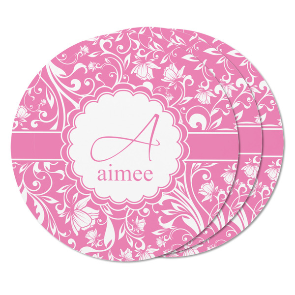 Floral Vine Round Fridge Magnet - THREE