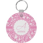 Floral Vine Round Plastic Keychain (Personalized)