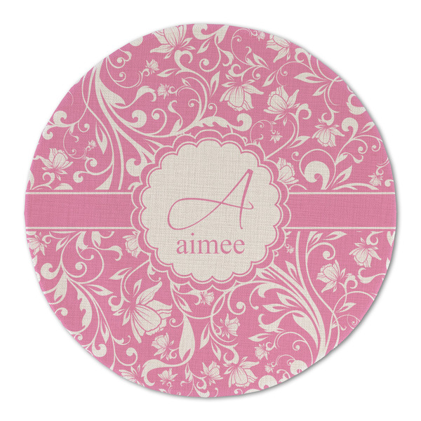 Custom Floral Vine Round Linen Placemat - Single Sided (Personalized)
