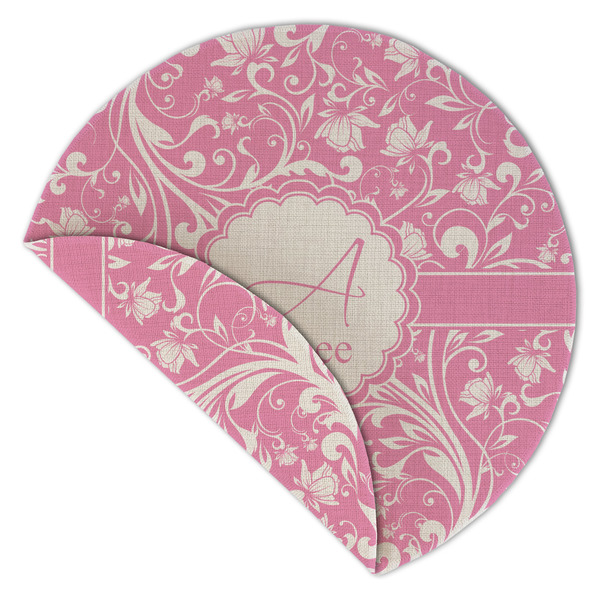Floral Vine Round Linen Placemats - Front (folded corner double sided)