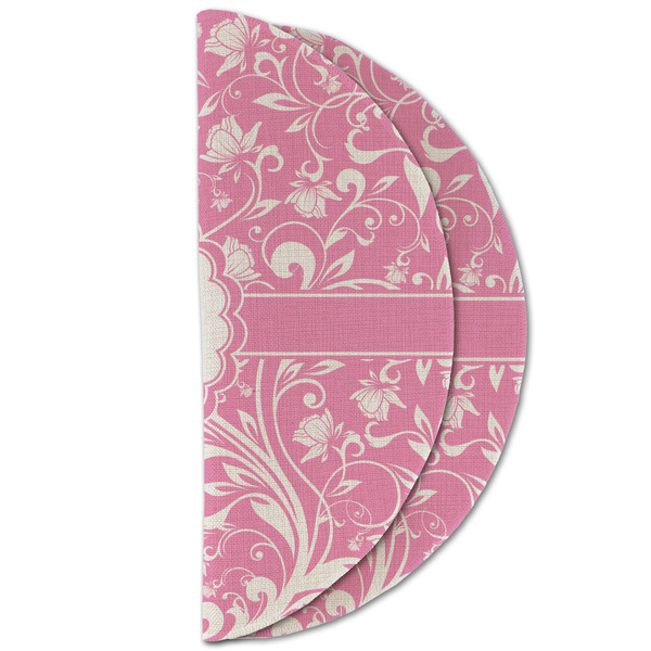 Floral Vine Round Linen Placemats - HALF FOLDED (double sided)