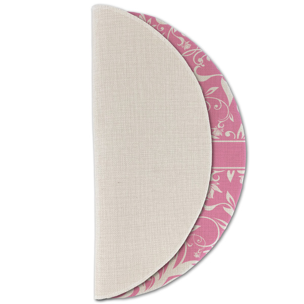 Floral Vine Round Linen Placemats - HALF FOLDED (single sided)