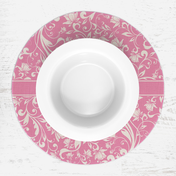 Floral Vine Round Linen Placemats - LIFESTYLE (single)
