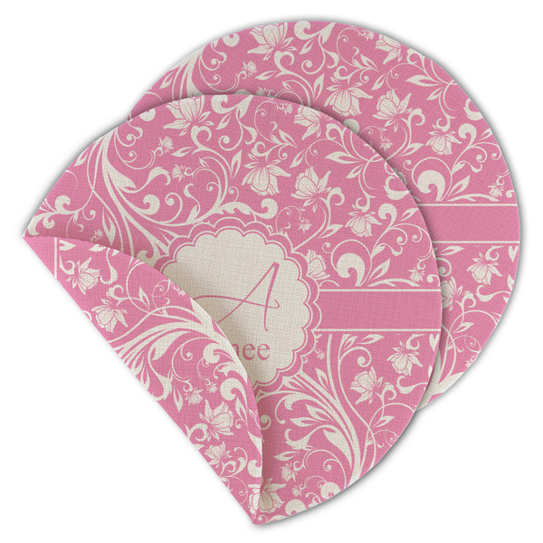 Custom Floral Vine Round Linen Placemat - Double Sided - Set of 4 (Personalized)