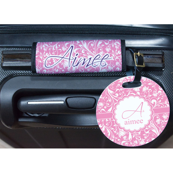 Floral Vine Round Luggage Tag & Handle Wrap - In Context