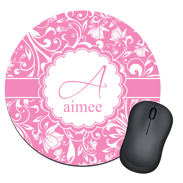 Custom Floral Vine Round Mouse Pad (Personalized)