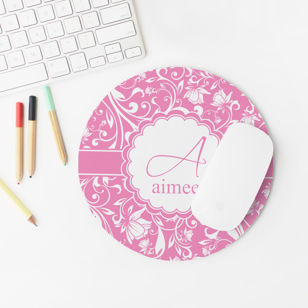 Floral Vine Round Mousepad - LIFESTYLE 2