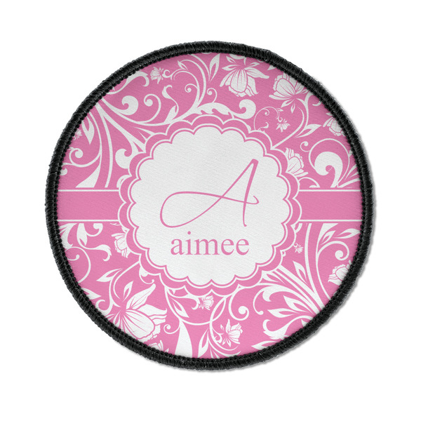 Custom Floral Vine Iron On Round Patch w/ Name and Initial