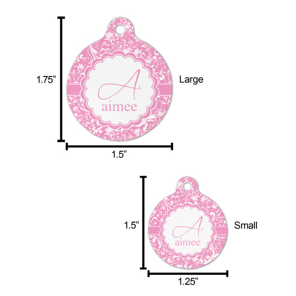 Floral Vine Round Pet ID Tag - Large - Comparison Scale