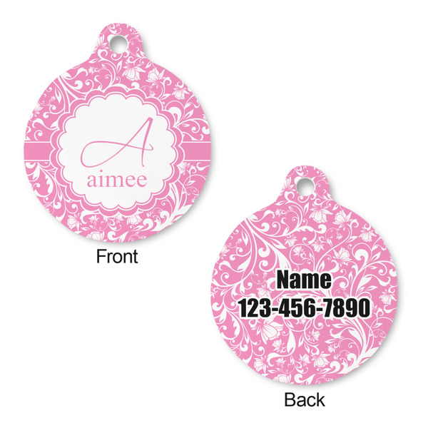Floral Vine Round Pet Tag - Front & Back