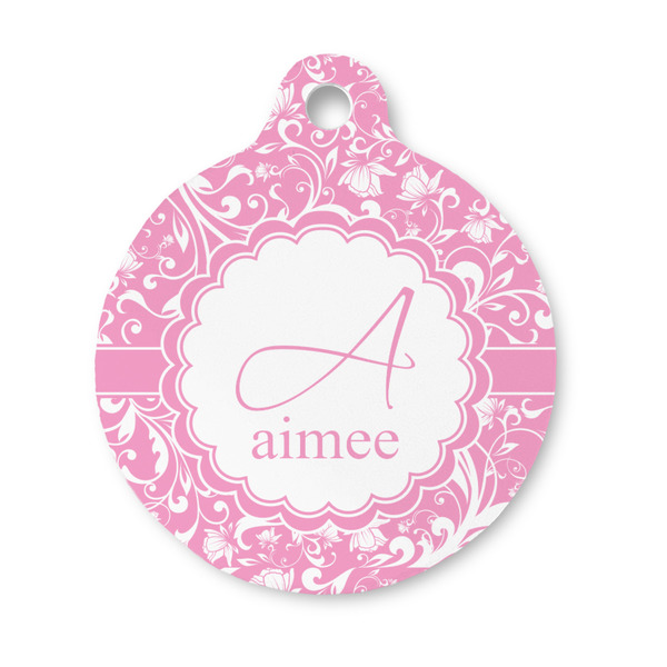 Custom Floral Vine Round Pet ID Tag - Small (Personalized)