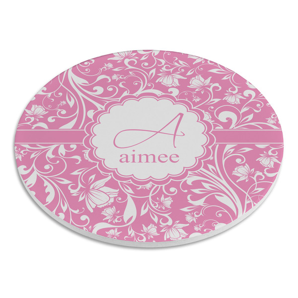 Floral Vine Round Stone Trivet - Angle View