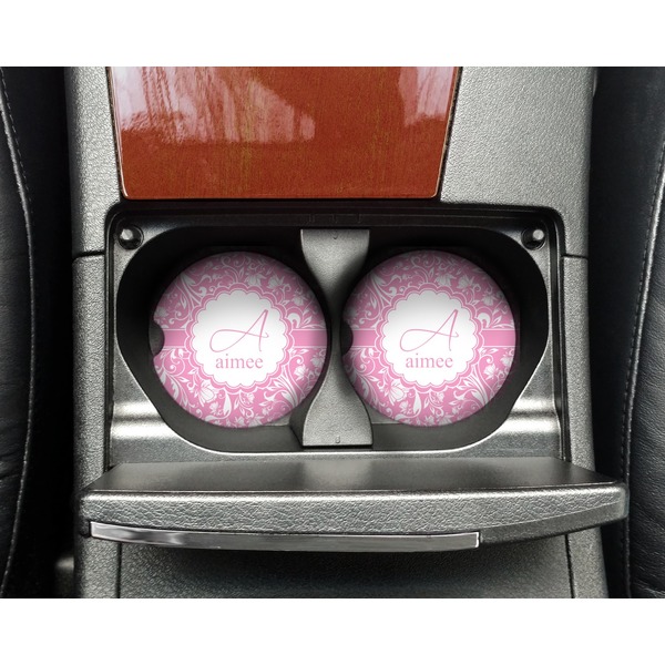 Floral Vine Sandstone Car Coaster - In Cup Holder