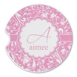 Floral Vine Sandstone Car Coaster - Single (Personalized)