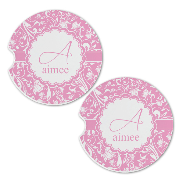 Floral Vine Sandstone Car Coasters - Set of 2