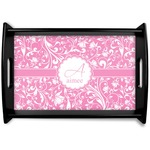 Floral Vine Black Wooden Tray - Small (Personalized)
