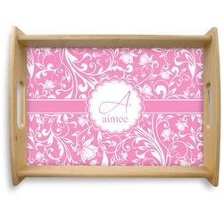 Floral Vine Natural Wooden Tray - Large (Personalized)