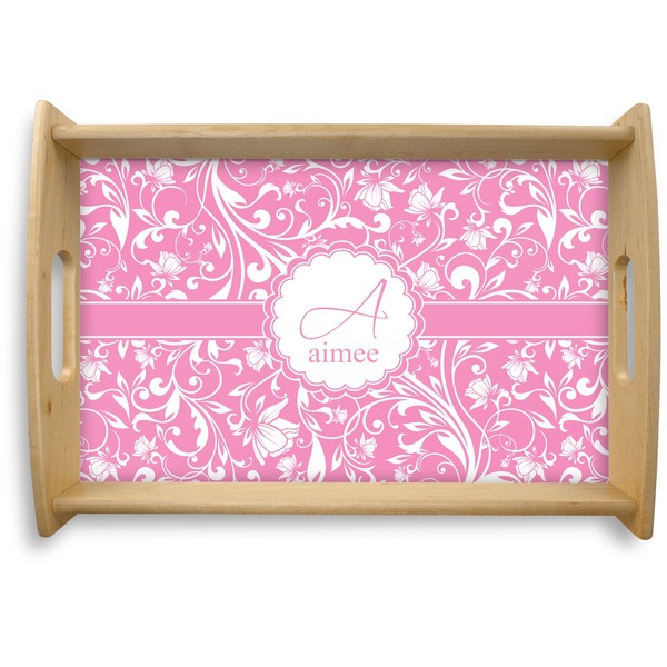 Custom Floral Vine Natural Wooden Tray - Small (Personalized)