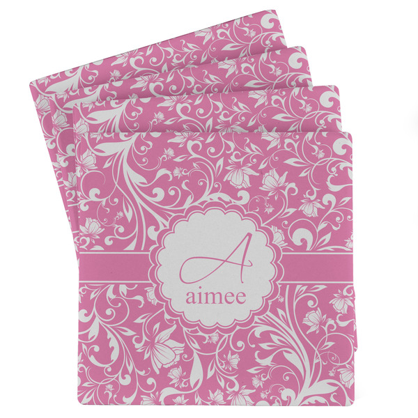 Custom Floral Vine Absorbent Stone Coasters - Set of 4 (Personalized)