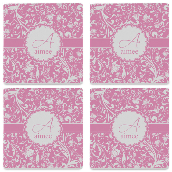 Floral Vine Set of 4 Sandstone Coasters - See All 4 View