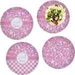 Floral Vine Set of 4 Glass Lunch / Dinner Plate 10" (Personalized)