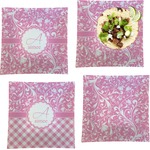 Floral Vine Set of 4 Glass Square Lunch / Dinner Plate 9.5" (Personalized)