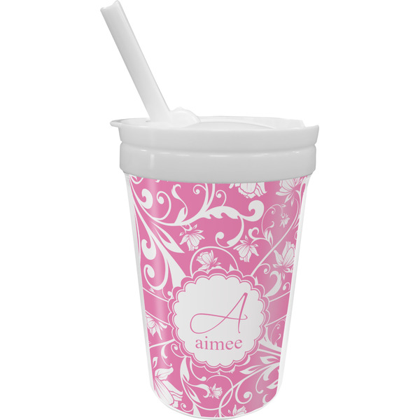 Custom Floral Vine Sippy Cup with Straw (Personalized)