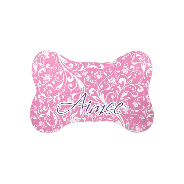 Custom Floral Vine Bone Shaped Dog Food Mat (Small) (Personalized)