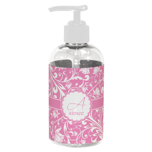 Custom Floral Vine Plastic Soap / Lotion Dispenser (8 oz - Small - White) (Personalized)