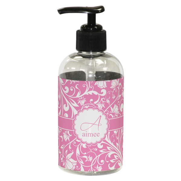 Custom Floral Vine Plastic Soap / Lotion Dispenser (8 oz - Small - Black) (Personalized)