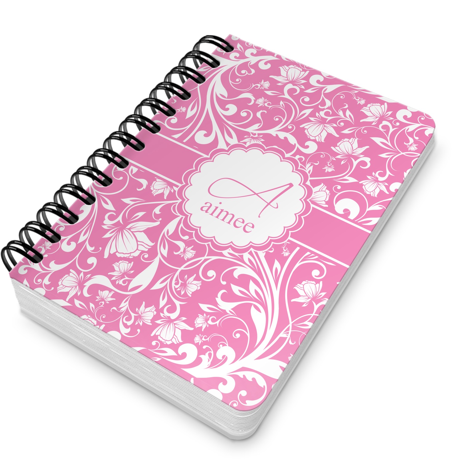 Custom Floral Vine Spiral Notebook 5x7 w/ Name and Initial