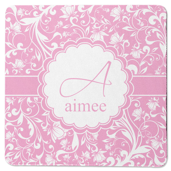 Custom Floral Vine Square Rubber Backed Coaster (Personalized)