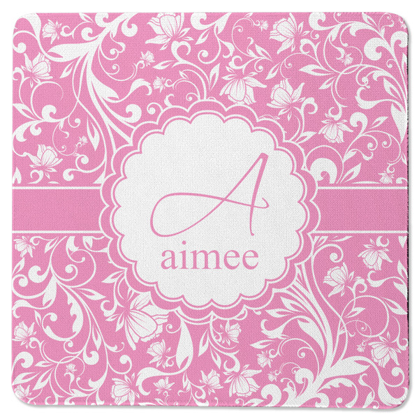 Custom Floral Vine Square Rubber Backed Coaster (Personalized)