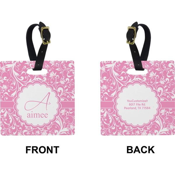 Floral Vine Square Luggage Tag (Front + Back)