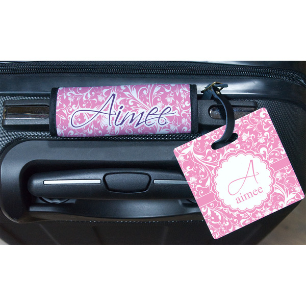 Floral Vine Square Luggage Tag & Handle Wrap - In Context