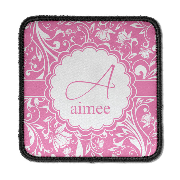 Custom Floral Vine Iron On Square Patch w/ Name and Initial