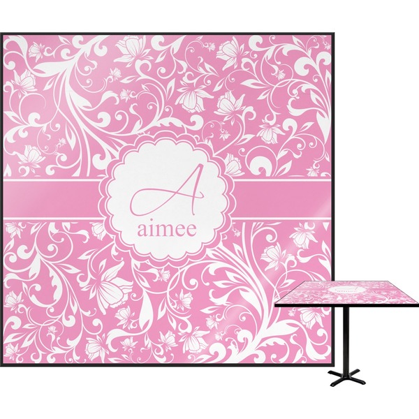 Custom Floral Vine Square Table Top - 30" (Personalized)