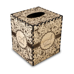 Floral Vine Wood Tissue Box Cover - Square (Personalized)