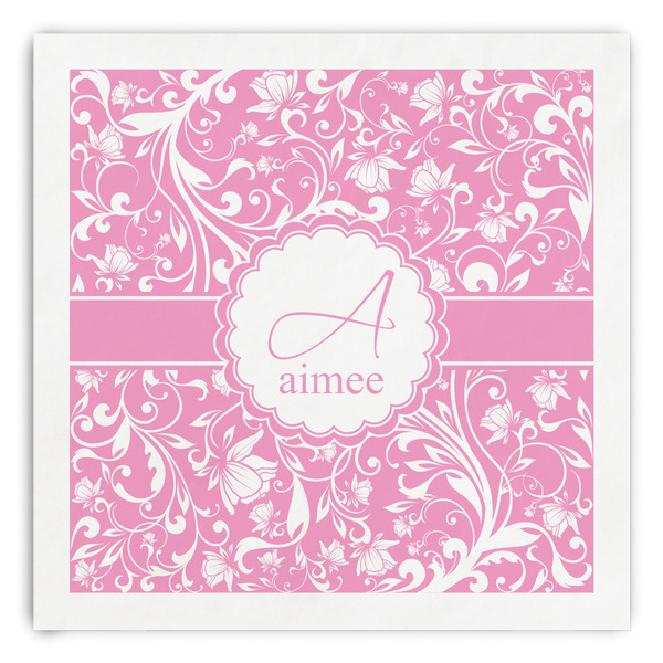 Custom Floral Vine Paper Dinner Napkins (Personalized)