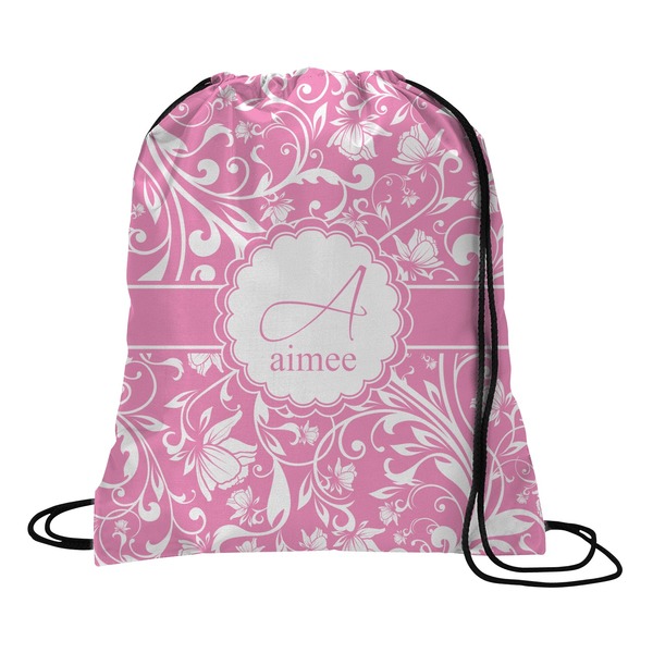 Custom Floral Vine Drawstring Backpack (Personalized)