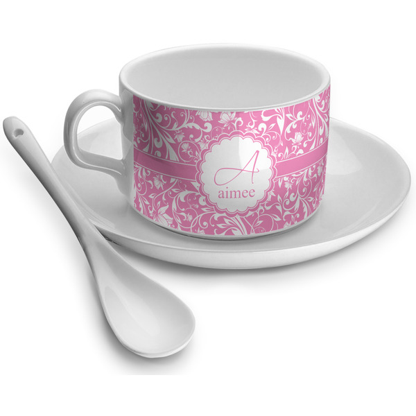 Custom Floral Vine Tea Cup - Single (Personalized)