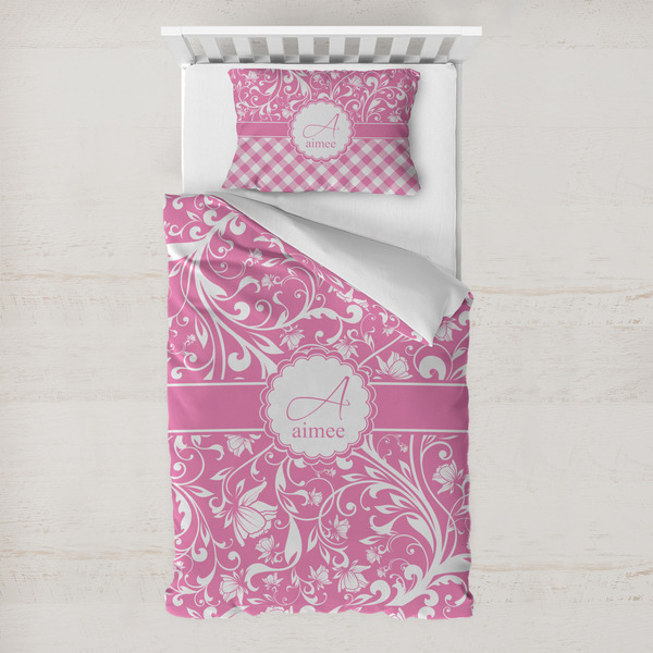 Custom Floral Vine Toddler Bedding w/ Name and Initial