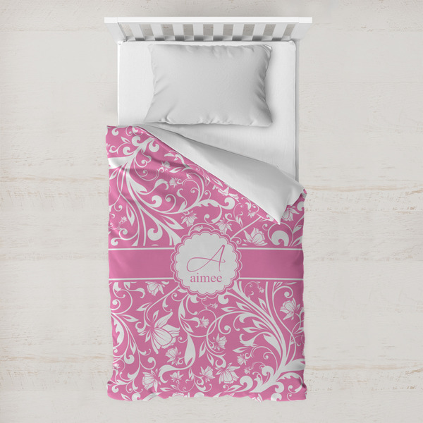 Custom Floral Vine Toddler Duvet Cover w/ Name and Initial